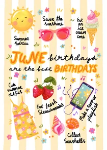 Verjaardagskaart felicitatie juni zomer vrouw meisje