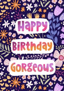 Verjaardagskaart felicitatie meisje vrouw kleurrijk bloemen 