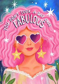 Verjaardagskaart felicitatie meisje vrouw kleurrijk fabulous