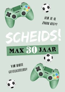 Verjaardagskaart gamen voetbal groen scheids