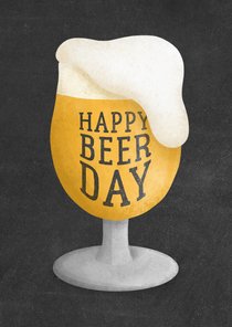 Verjaardagskaart happy beer-day krijtbord