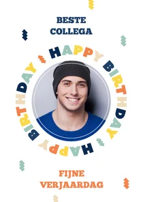 Verjaardagskaart Happy Birthday foto collega modern grafisch