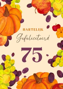 Verjaardagskaart herfst met pompoenen
