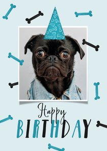 Verjaardagskaart hond happy birthday foto botjes feest