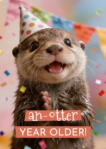 Verjaardagskaart humor otter an-otter year older confetti