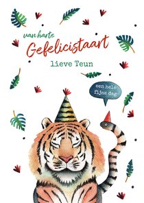 Verjaardagskaart illustratie jungle tijger