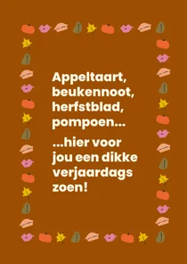 Verjaardagskaart in herfst sfeer met gedichtje
