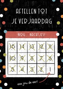 Verjaardagskaart kalender nog zoveel nachtjes slapen