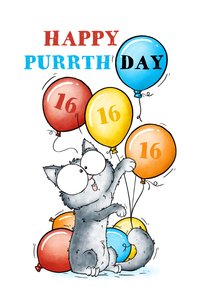 Verjaardagskaart kat 'Happy Purrrthday!'