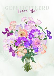 Verjaardagskaart kleurig boeket zomerbloemen