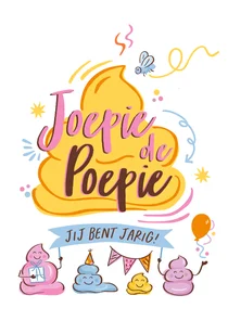 Verjaardagskaart kleurrijke joepie de poepie