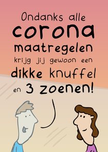 Verjaardagskaart Knuffel en 3 Zoenen - vrouw