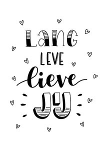 Verjaardagskaart - Lang leve lieve jij handlettering