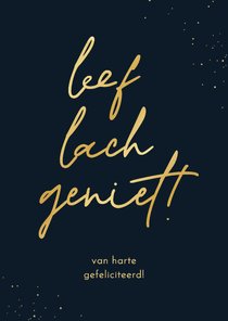 Verjaardagskaart leef lach geniet typografie goud