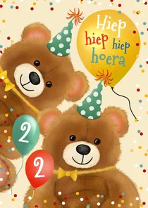 Verjaardagskaart met 2 beren voor tweeling