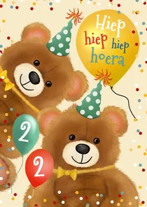 Verjaardagskaart met 2 beren voor tweeling