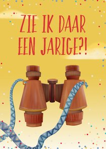 Verjaardagskaart met een verrekijker