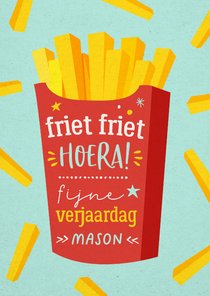 Verjaardagskaart met groot pakje friet