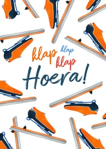 Verjaardagskaart met klapschaatsen