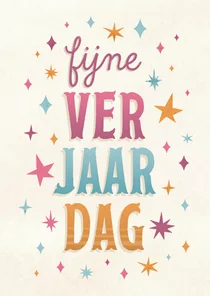 Verjaardagskaart met kleurrijke sterretjes
