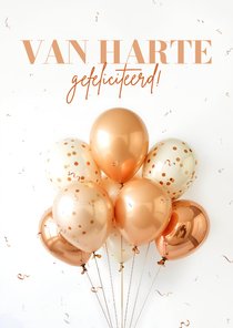 Verjaardagskaart met koperen ballonnen van harte
