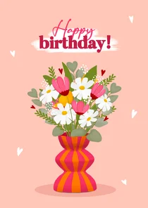 Verjaardagskaart met mooie boeket bloemen