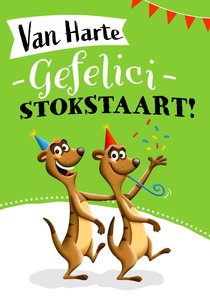 Verjaardagskaart met stokstaartjes