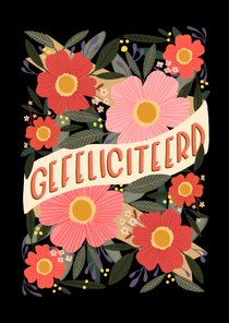 Verjaardagskaart Mexicaanse bloemen met vlag