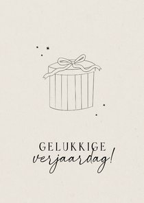 Verjaardagskaart minimalistisch met cadeautje lijntekening