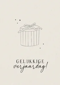 Verjaardagskaart minimalistisch met cadeautje lijntekening