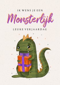 Verjaardagskaart monsterlijke verjaardagskaart dino