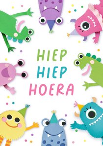 Verjaardagskaart monsters wit
