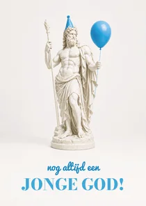 Verjaardagskaart nog altijd een jonge god met standbeeld