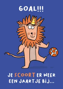 Verjaardagskaart oranje Leeuw!