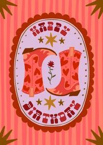 Verjaardagskaart pink heart cowboy boots
