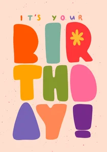 Verjaardagskaart regenboog letters it's your birthday