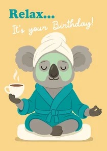  Verjaardagskaart relaxende koala gezichtsmasker