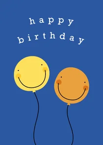 Verjaardagskaart smiley ballonnen happy birthday