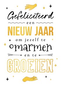 Verjaardagskaart spirituele wens nieuwe levensjaar goud