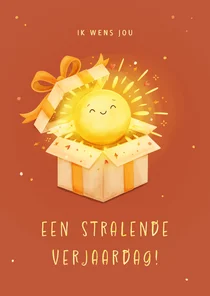 Verjaardagskaart stralende verjaardag met vrolijke zon