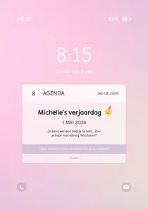 Verjaardagskaart te laat telefoon notificatie