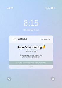 Verjaardagskaart telefoon notificatie te laat