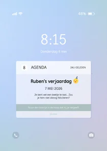 Verjaardagskaart telefoon notificatie te laat
