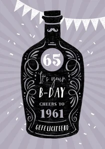 Verjaardagskaart vintage whisky confetti paars
