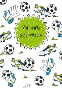 Verjaardagskaart voetbal gras  