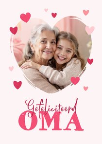 Verjaardagskaart voor oma hartjes foto roze
