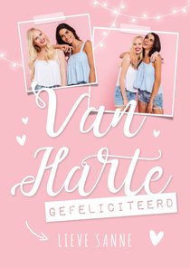 Verjaardagskaart vrouw meisje van harte foto's slinger