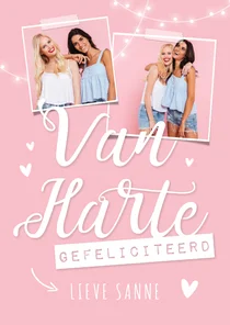 Verjaardagskaart vrouw meisje van harte foto's slinger