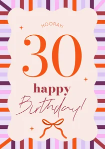 Verjaardagskaart wave strepen lila happy birthday leeftijd