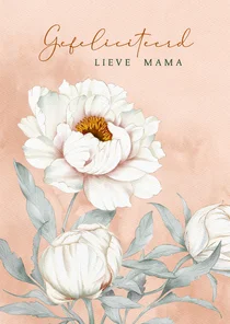 Verjaardagskaart witte pioenrozen